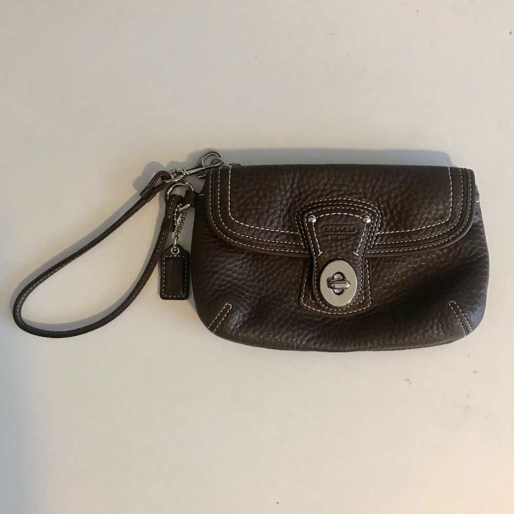 Brown Leather Coach Wristlet